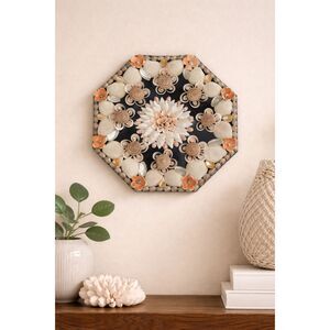 Handcrafted Seashell Wall Art – Floral Mandala Design – Coastal Boho Décor